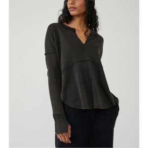 Free People Black Long Sleeve Top